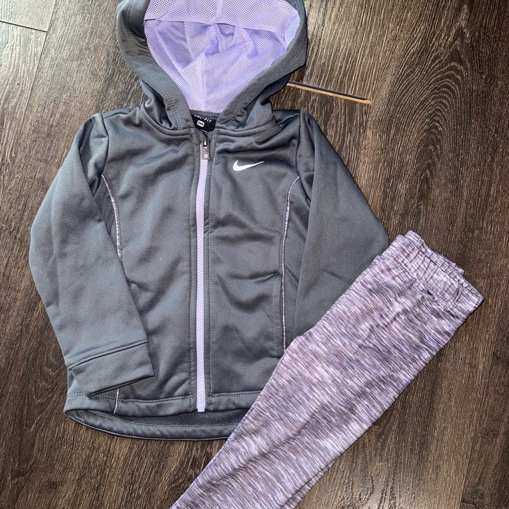 Nike Dri-FIT Purple and Gray Toddler Jacket and Pant Set